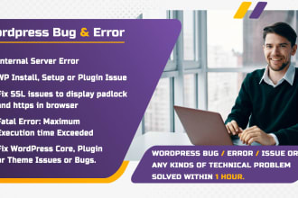 fix wordpress bug, error or technical problem within 1 hour