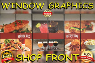 design attractive shop front, store front window graphics, signage designs