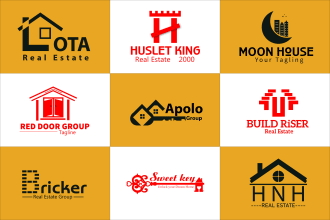 do professional modern real estate construction realtor business logo design