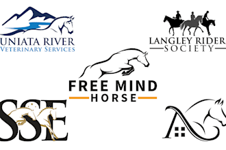 create unique horse brand dog cat animal farm logo for equestrian equine pet