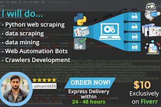 write web scraper, web crawler, and documents parsing scripts using python