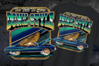 draw classic car illustration for tshirt design