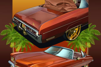 draw classic car illustration for tshirt design