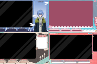create design stream overlay vtuber, anime or gaming