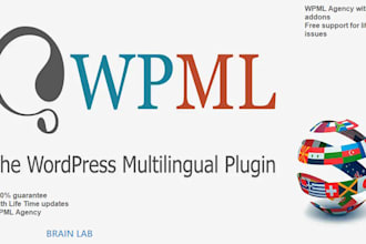 install, configure wpml in website for life time updates