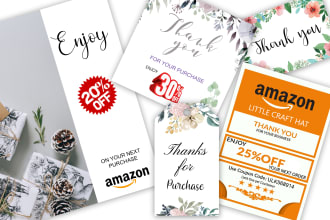 design product insert, package insert for amazon thank you card
