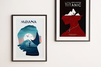 design minimalist movie, series and games poster or cover