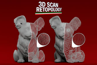 do retopology, clean and optimize your 3d scan, 3d mesh, character or map