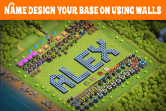 design your name in clash of clans base using walls