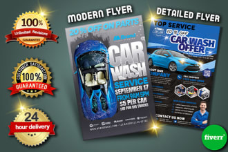 do modern car wash flyer, car service, auto detailing flyer