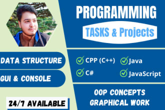 do cpp, c harp, javascript and java projects, and programming tasks