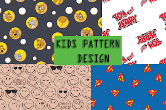 design cute kids cartoon pattern design for you