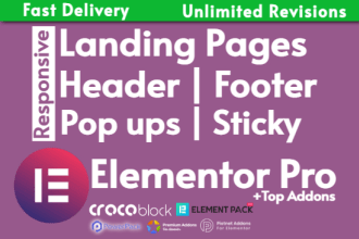design elementor landing page, header and footer