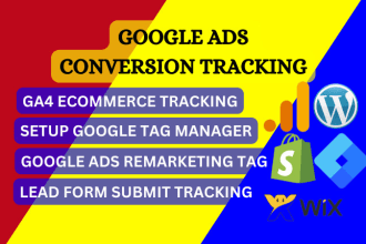 setup ga4, google ads enhanced ecommerce conversion tracking tag manager shopify