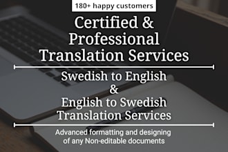 translate swedish to english, english to swedish translation with proofreading