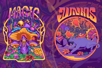 make trippy psychedelic illustration for poster design