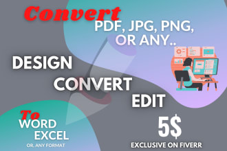 convert PDF to jpg, png, tiff to word, excel format