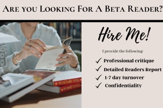 beta read your novel short story or article and provide extensive feedback