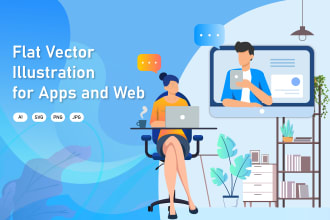 create custom flat vector illustration for website and app
