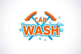 do an attractive car, car racing, car washing, power washing logo