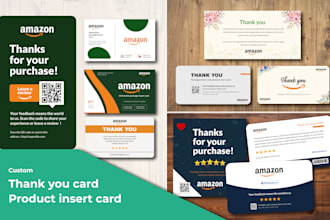 design amazon thank you card, product insert, package insert