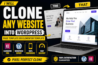 clone web page into wordpress page template or elementor template