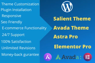 create wordpress website using salient theme avada or astra