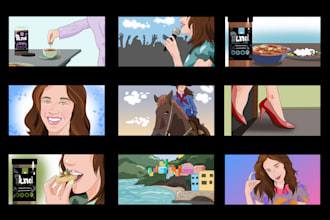 make storyboards for film, animation, game youtube or ad