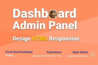 design dashboard, admin with HTML ,tailwind, react, next js