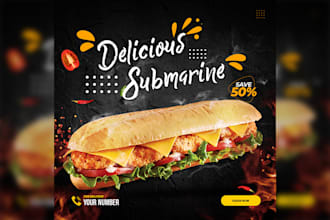 design amazing food or restaurant flyer, poster, design