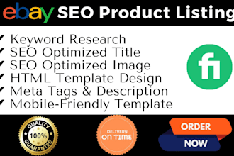 do ebay SEO product listing with html template design