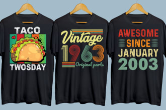 create vintage retro birthday t shirt design