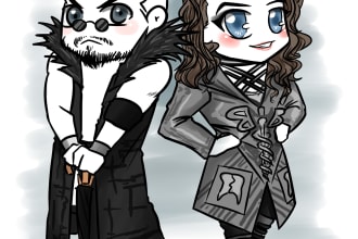 drawing chibi wrestling fanart