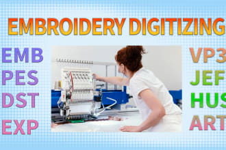 embroidery logo design digitize into dst pes emb jef exp pdf