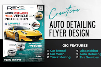 design car ads, car wash, car rental, auto detailing flyers