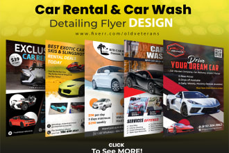 create car wash car rental and detailing flyer design