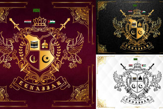create luxury heraldic family crest and coat of arms logo