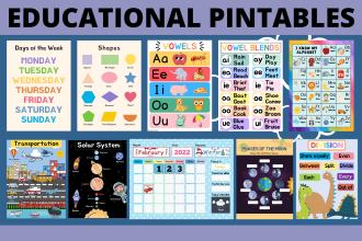 make activity pages, books, posters, flash cards for kids