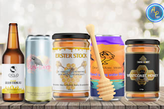 do design eye catching label for bottle, jars, cans