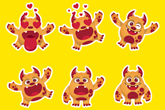 make cute character emoticon, stickers,mascot