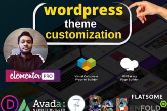customize, design wordpress website with divi or avada theme