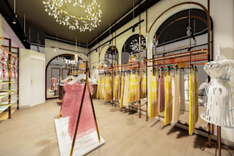 design boutique and commercial interior 3d model