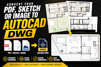 convert PDF, sketch or image to autocad dwg