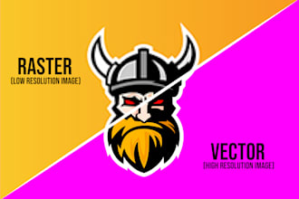 do manual vector tracing, redraw logo, vectorize raster image
