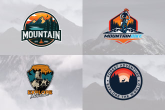 design logo for mountain adventure trekking tourism hunting hotel outdoor nature