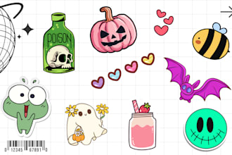 create cute redbubble, teepublic, etsy stickers designs