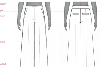 design fashion tech packs with flat sketches and bom