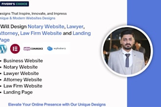 design notary website, lawyer, attorney, law firm website and landing page