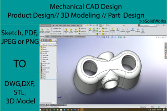 do 3d modeling, part design, product design in solidworks