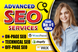 do on page and off page seo high da backlinks on wordpress, wix, shopify
